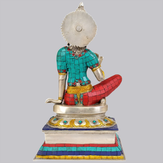 Estátua de Latão Deusa Parvati Brassaura® com Trabalho de Incrustação | Altura 32 cm e Peso 4,94 kg