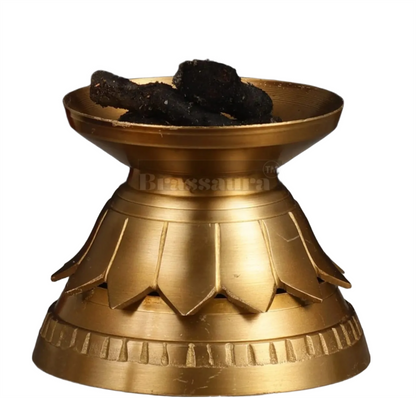 Brassaura™ Brass Peacock Loban Daam Dhoop Burner – Height 6.5 Inches | Traditional Incense Holder, 470 Gms