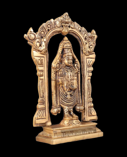 Brassaura™ Brass Tirupati Balaji Lord Venkateshwara Idol – 6.5 Inches, 0.8 Kg | Handcrafted Temple & Home Decor