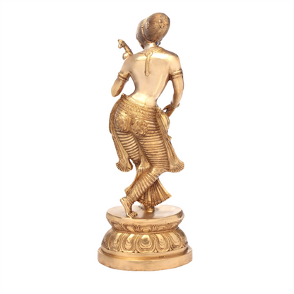 Brassaura® Standing Goddess Saraswati Playing Veena | Brass Statue | Height 35.2 Inches & Weight 24.80 kgs