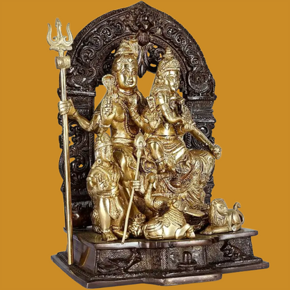 ब्रासोरा™ पीतल शिव परिवार प्रतिमा | ऊंचाई 12 इंच और वज़न 6.80 किग्रा