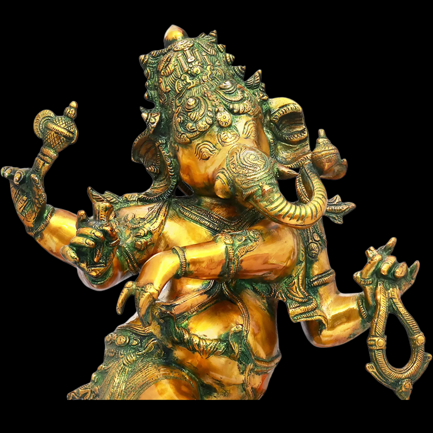 Brassaura® Dancing Ganesha on Ornate Pedestal | Brass Sculpture | Height 25 Inches & Weight 20.70 kgs