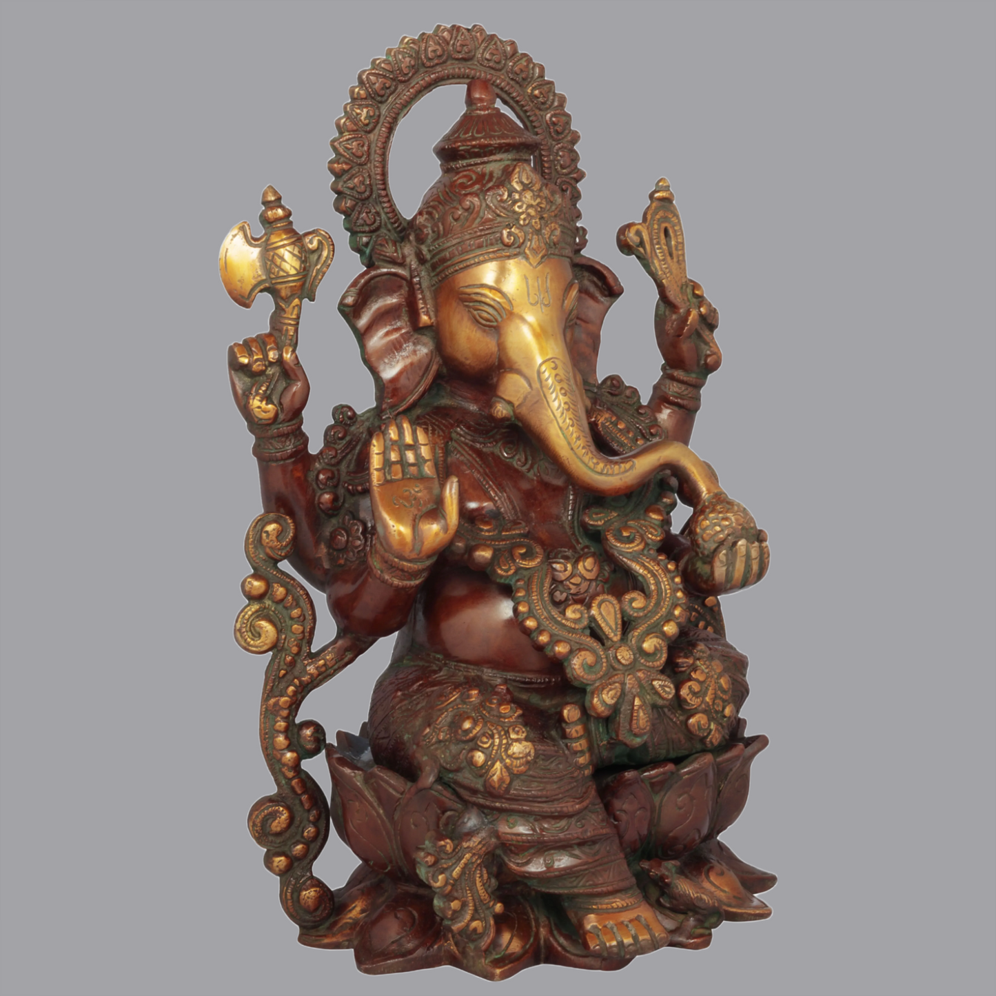 Brassaura™ Seated Bhagawan Ganesha in Ornate Finish | Height 13 Inches & Weight 7.90 kgs
