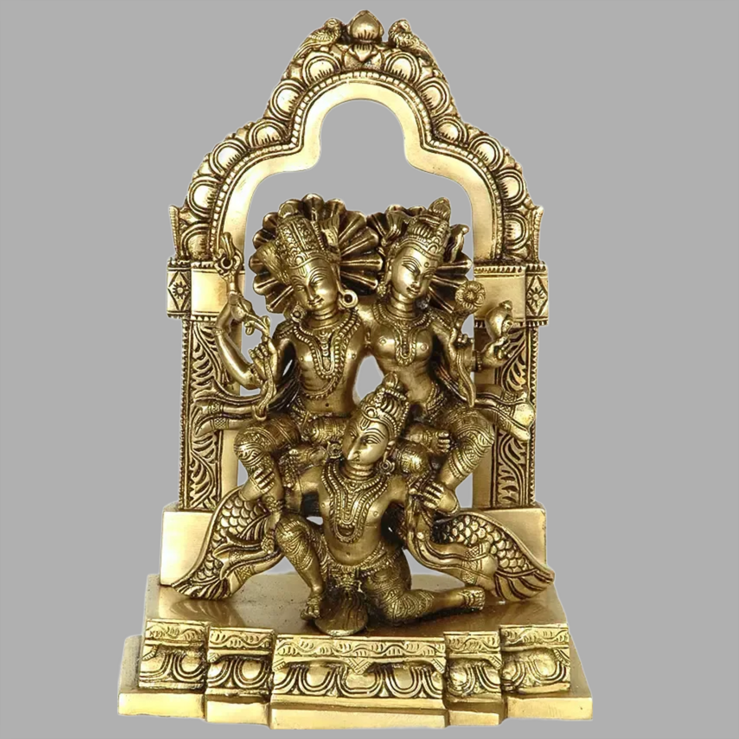 ब्रासौर® पीतल लक्ष्मी नारायण गरुड़ मूर्ति पर | ऊंचाई 12 इंच और वज़न 5.24 किलोग्राम