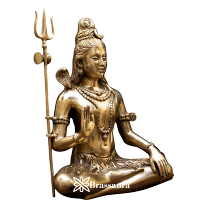 Brassaura™ Brass Shiva Idol – Height 19 & Weight 11.7 Kgs | Traditional Murti for Puja Room & Mandir