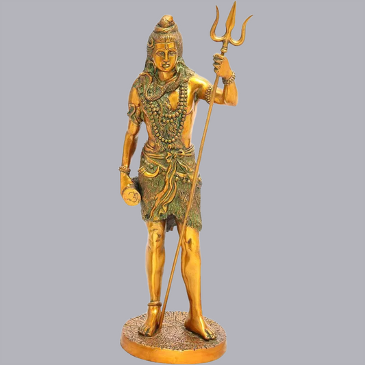 Brassaura™ Standing Lord Shiva Idol with Trishul | Height 26 Inches & Weight 10 kgs