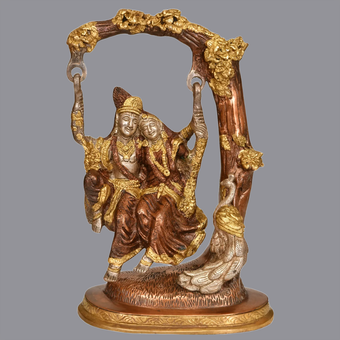 Brassaura® Brass Radha Krishna Jhula Statue | Height 10.63 Inches & Weight 3.10 kg