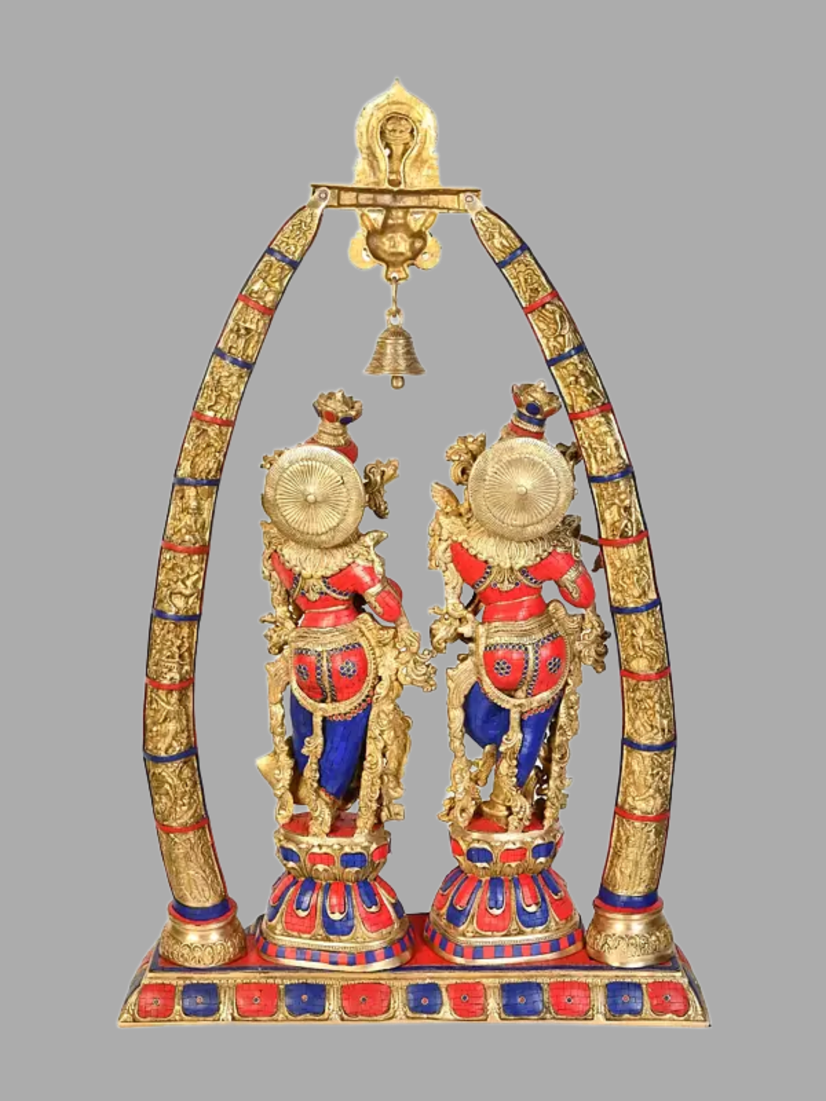 Brassaura® Brass Radha Krishna Statue with Inlay Work | Height 46 Inches & Weight 66.80 kg