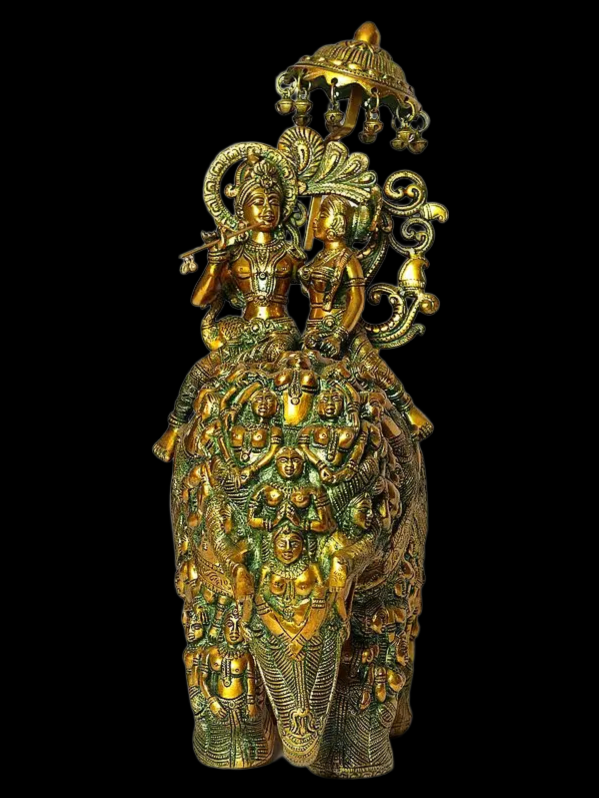 Brassaura® Brass Krishna on Elephant Statue | Height 23 Inches & Weight 19.20 kg