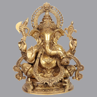 Brassaura™ 19" Ashirwad Ganesha in Brass | Height 19 Inches | Weight 23.30 kgs