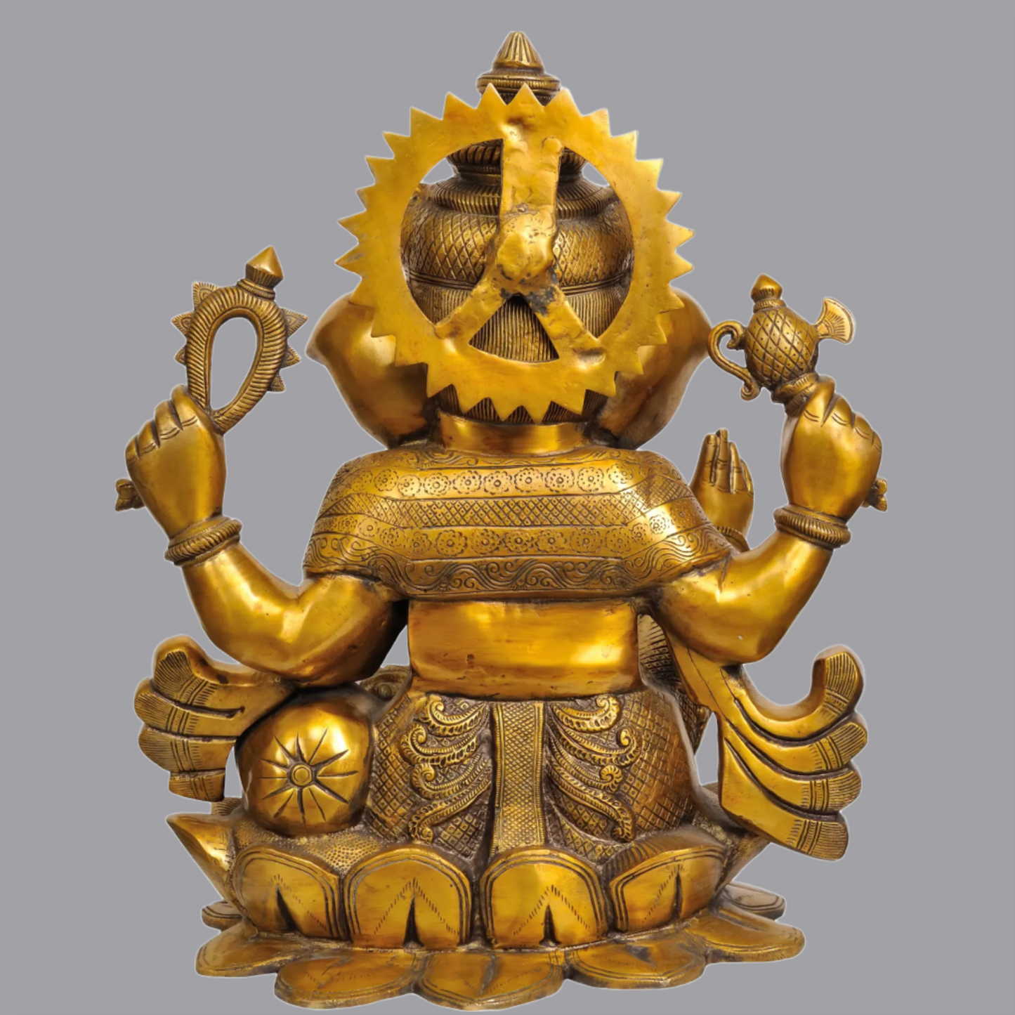 Brassaura® Large Kamalasana Chaturbhuja Ganesha Idol | Height 21 Inches & Weight 28.20 kgs