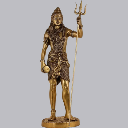 Brassaura™ Standing Lord Shiva Idol with Trishul | Height 26 Inches & Weight 10 kgs