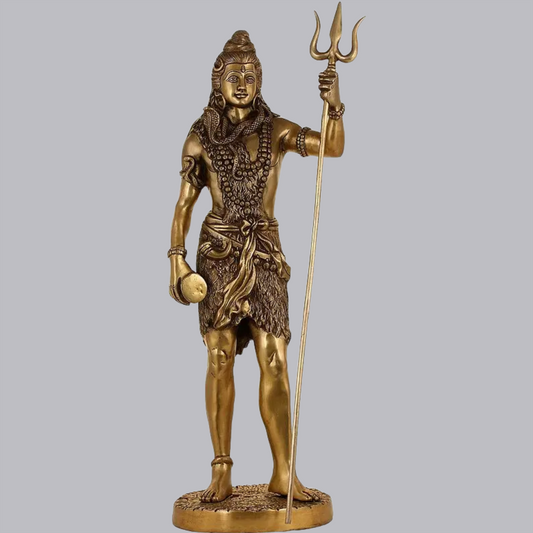 Brassaura™ Standing Lord Shiva Idol with Trishul | Height 26 Inches & Weight 10 kgs