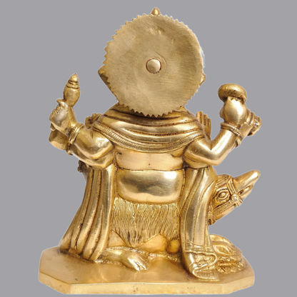 Brassaura® Six-Armed Ganesha Idol Seated on Mushak Raj Base in Brass | Height 8 Inches | Weight 2.60 kgs