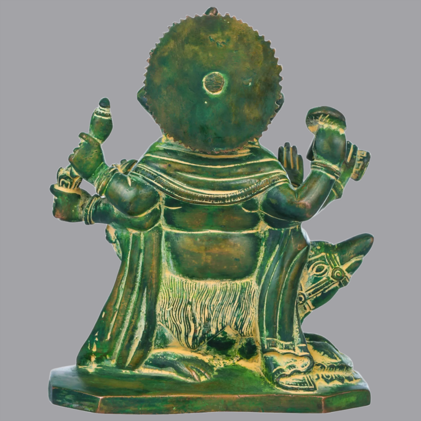Brassaura® Six-Armed Ganesha Idol Seated on Mushak Raj Base in Brass | Height 8 Inches | Weight 2.60 kgs