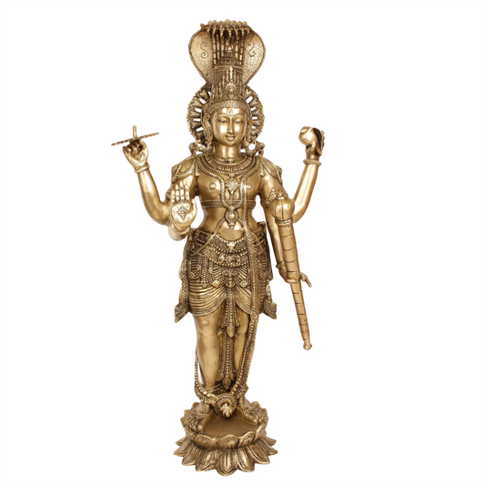 Brassaura® Brass Vishnu Statue | Height 40 Inches & Weight 31 kg