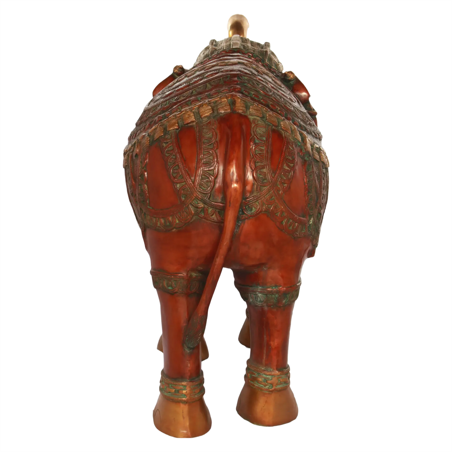 Brassaura® Decorative Brass Elephant Sculpture – Double Chola Finish | Pure Brass | Height 31.5 Inches & Weight 70.90 kgs