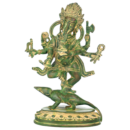 Brassaura™ Dancing Lord Ganesha Brass Statue | Height 11.4 Inches & Weight 3.10 kgs