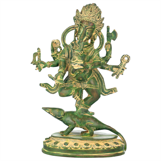Brassaura™ Dancing Lord Ganesha Brass Statue | Height 11.4 Inches & Weight 3.10 kgs