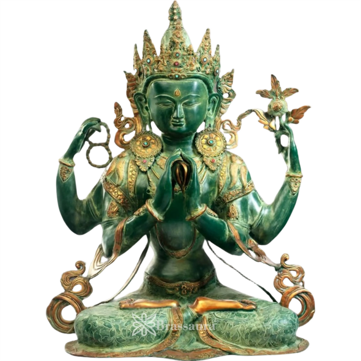 Brassaura™ Vintage Tara Idol | Handcrafted Brass Statue with Multicolour Finish | Height 31 Inches & Weight 34.6 Kgs