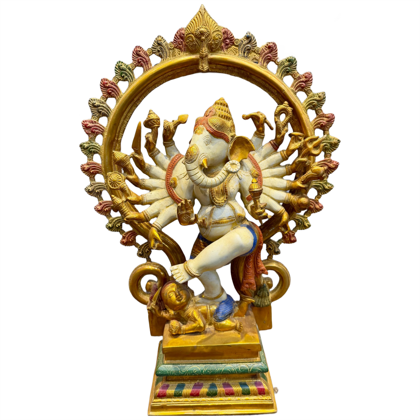 Brassaura® Brass Dancing 10 Hand Ganesha Statue | Height 26 Inches