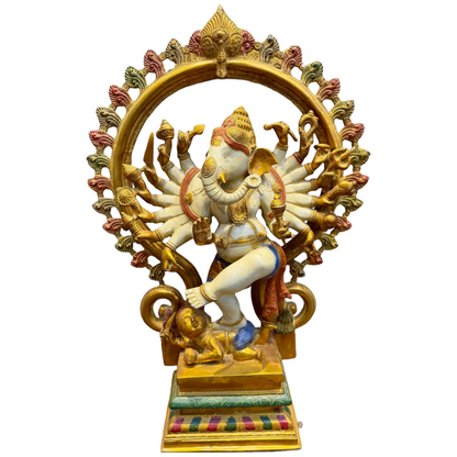 Brassaura® Brass Dancing 10 Hand Ganesha Statue | Height 26 Inches