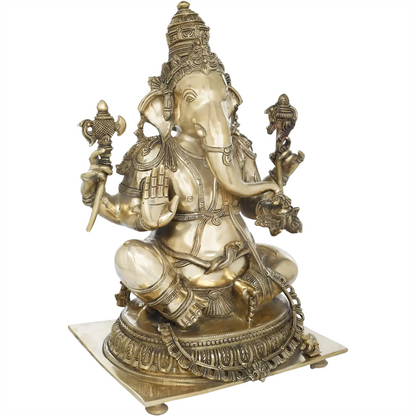 Brassaura™ Brass Ganesha Statue | Height 20 Inches & Weight 23.30 kgs