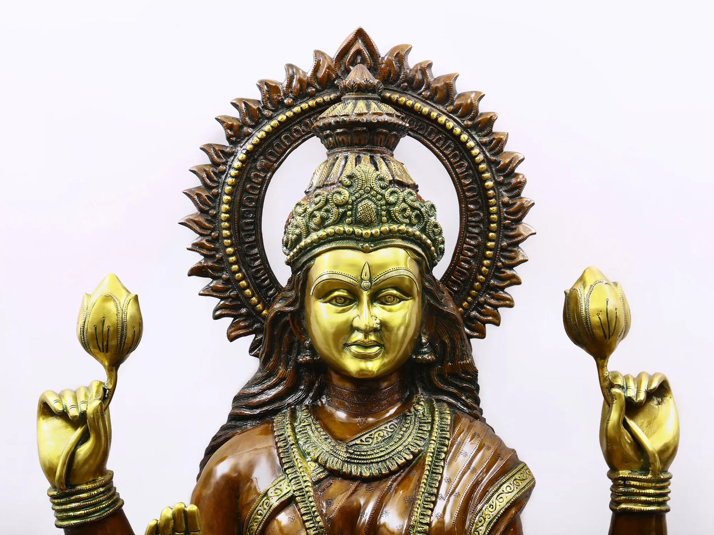 Brassaura® Goddess Lakshmi Seated on Lotus | Brass Statue | Height 51.97 Inches & Weight 131.60 kgs