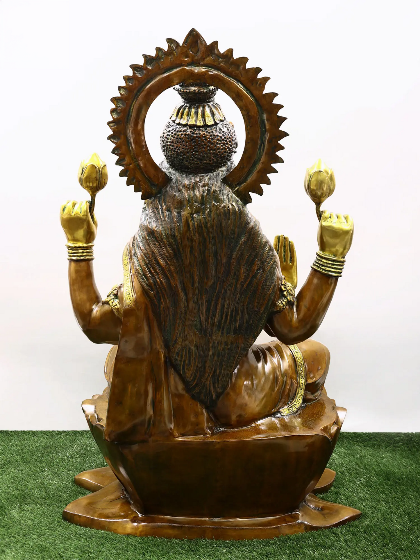 Brassaura® Goddess Lakshmi Seated on Lotus | Brass Statue | Height 51.97 Inches & Weight 131.60 kgs