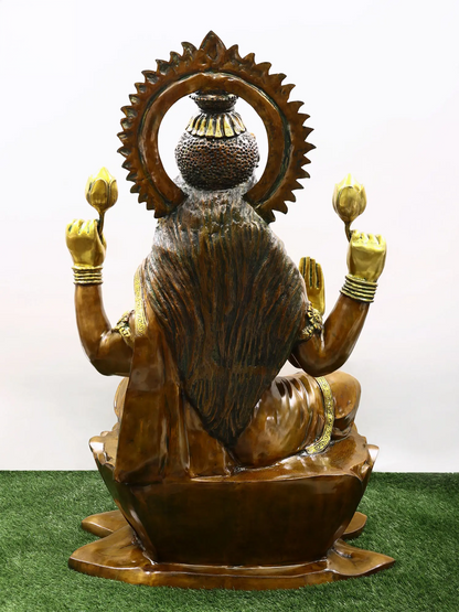 Brassaura® Goddess Lakshmi Seated on Lotus | Brass Statue | Height 51.97 Inches & Weight 131.60 kgs
