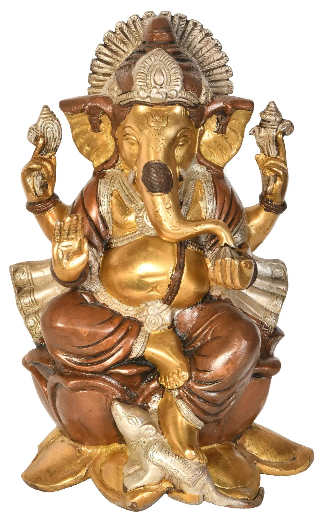 Brassaura™ Brass Lord Ganesha Idol | Height 9.5 Inches & Weight 4 kgs