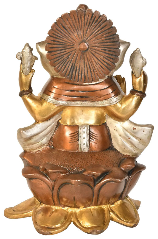 Brassaura™ Brass Lord Ganesha Idol | Height 9.5 Inches & Weight 4 kgs