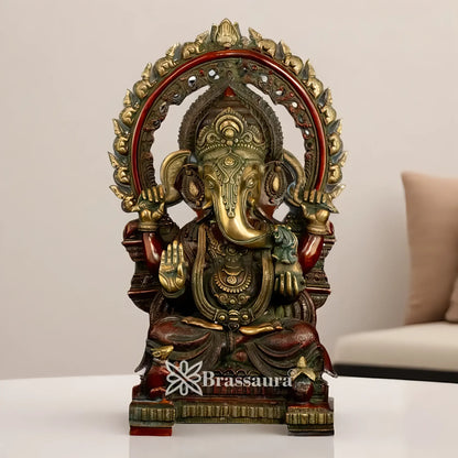 Brassaura™ Brass Ganesha Idol | Height 21 Inches & Weight 19 Kgs