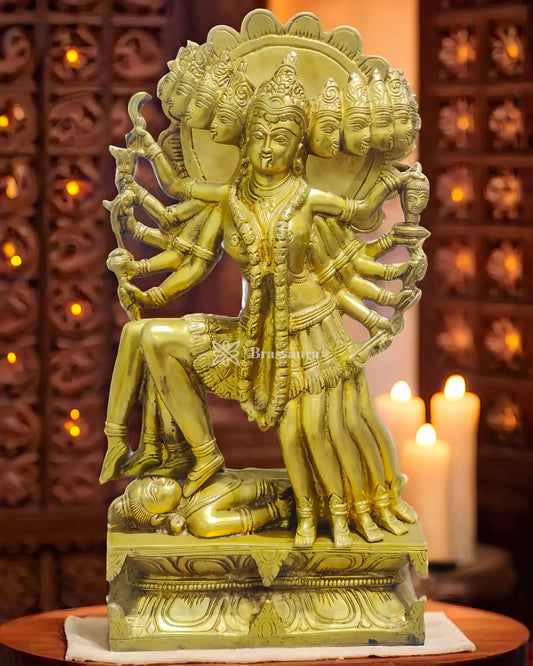 Brassaura™ Mahakali Brass Statue Idol – 10kg | 15" Height – Handcrafted