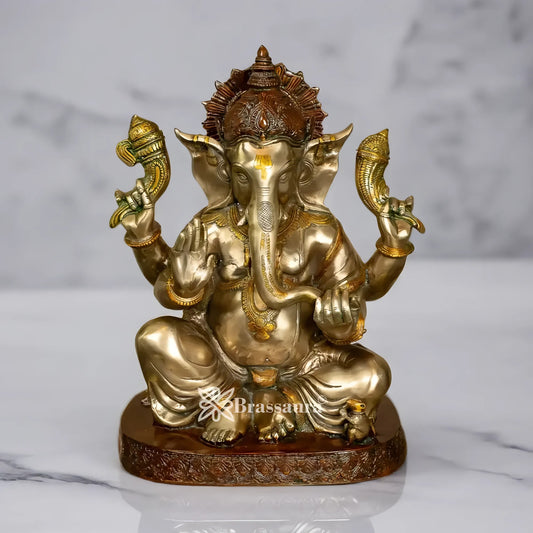 Brassaura™ Brass Ganesha Idol | Height 20.5 Inches & Weight 24.5 Kgs