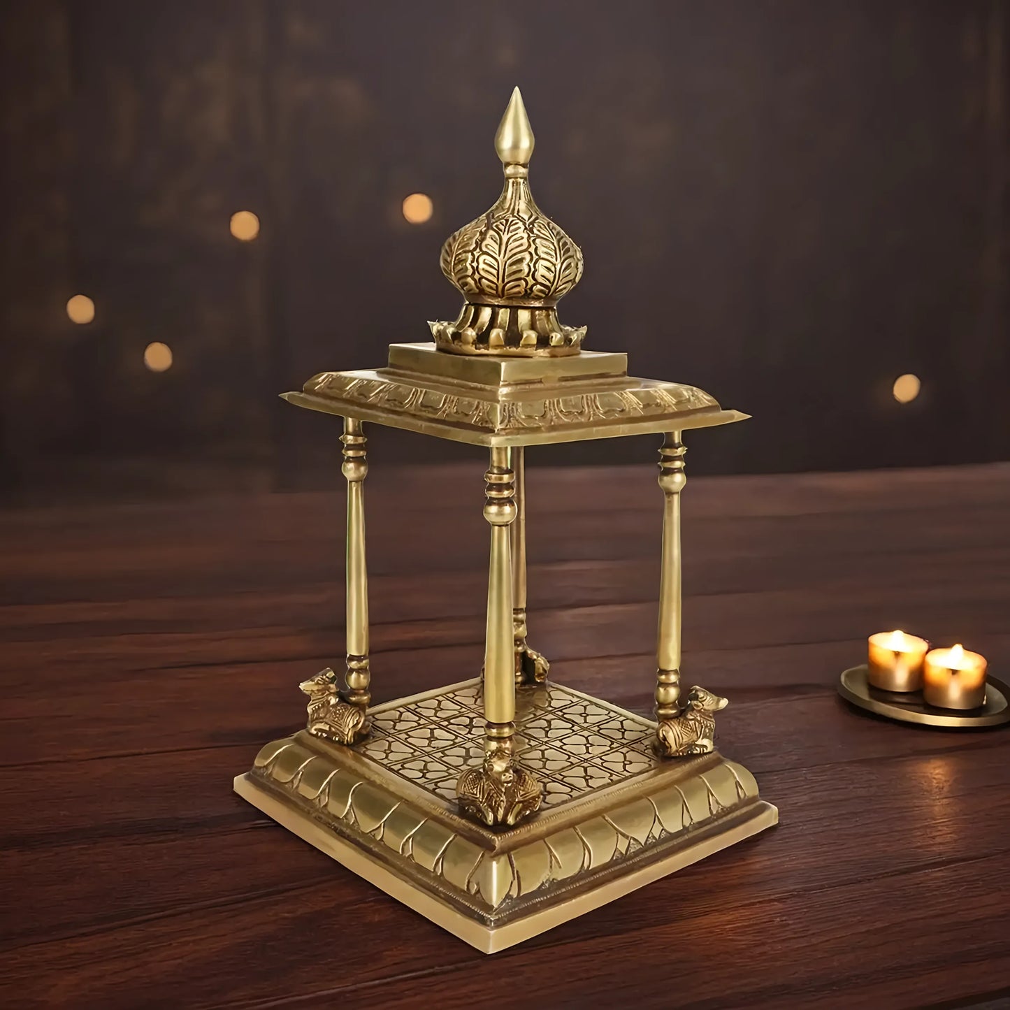 Brassaura™ Brass Temple Statue – Height 14.4 Inches & Weight 4.3 Kgs | Meditation & Worship Space Accent