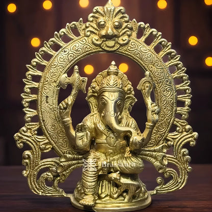 Brassaura™ Brass Ganesha Murti – Height 11.8 inches & Weight 2.5 kgs | Large Ganpati Statue for Pooja & Home Décor