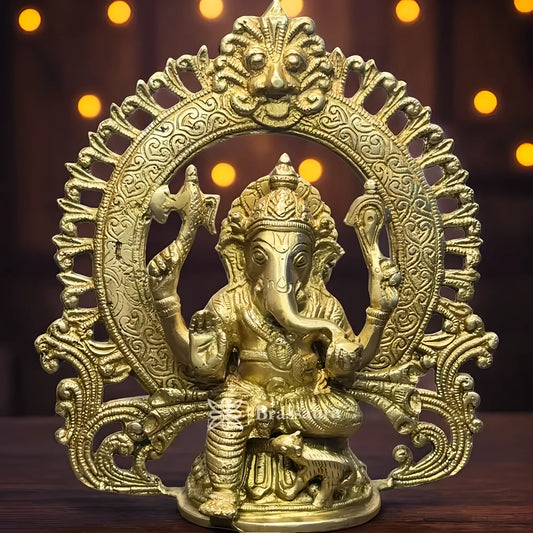 Brassaura™ Brass Ganesha Murti – Height 11.8 inches & Weight 2.5 kgs | Large Ganpati Statue for Pooja & Home Décor