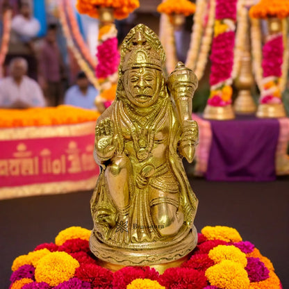 Brassaura™ Handcrafted Brass Hanuman Figurine – Height 7.2 Inches & Weight 1 Kgs