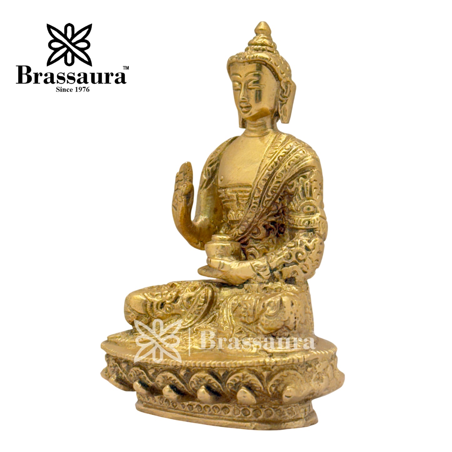 Brass Meditative Buddha Idol for Home and Decor Weight .65 Kg Height 12 cm