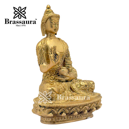 Brass Meditative Buddha Idol for Home and Decor Weight .65 Kg Height 12 cm