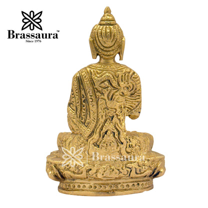 Brass Meditative Buddha Idol for Home and Decor Weight .65 Kg Height 12 cm