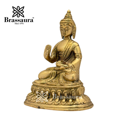 Brass Meditative Buddha Idol for Home and Decor Weight .4 Kg Height 10 cm