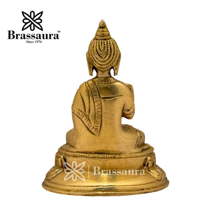 Brass Meditative Buddha Idol for Home and Decor Weight .4 Kg Height 10 cm