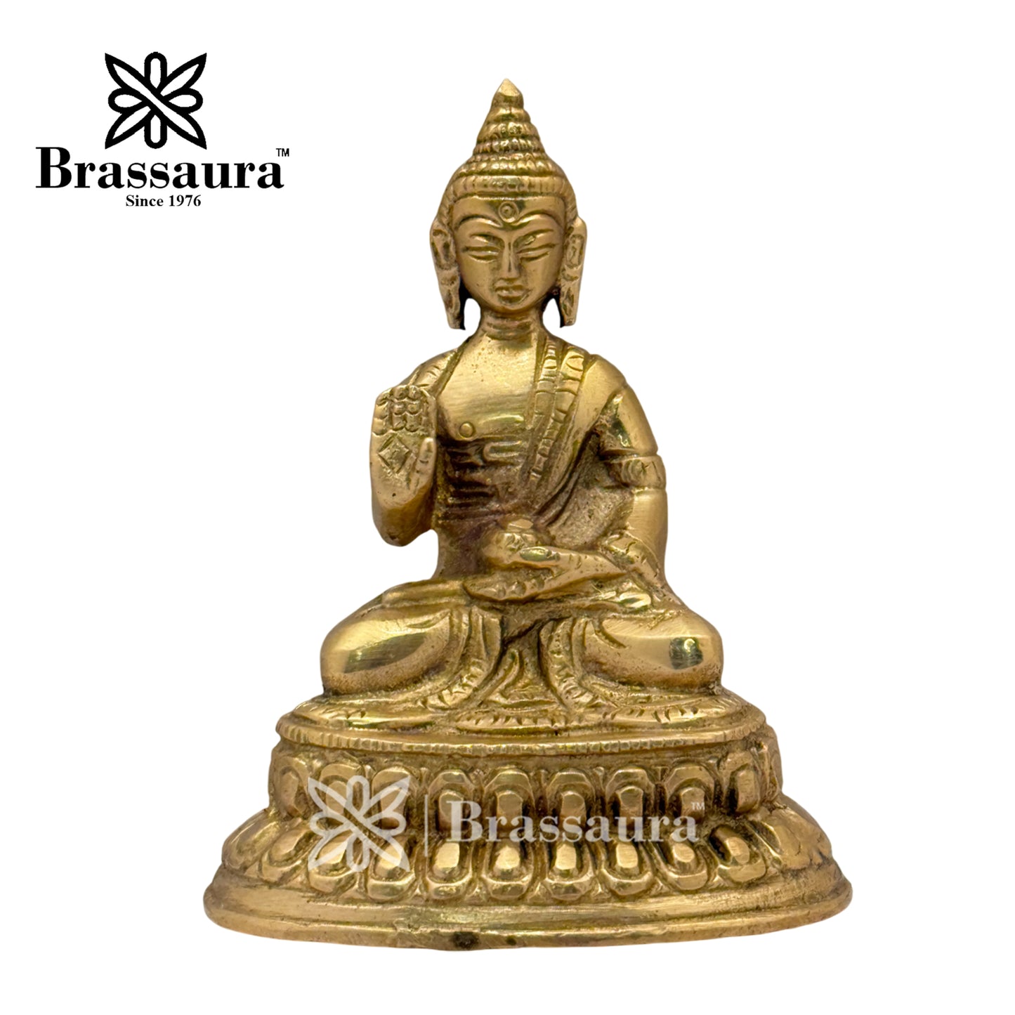 Brass Meditative Buddha Idol for Home and Decor Weight .4 Kg Height 10 cm