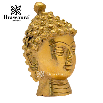 Brass Buddha Head Idol for Home and Decor Weight .3 Kg Height 8 cm