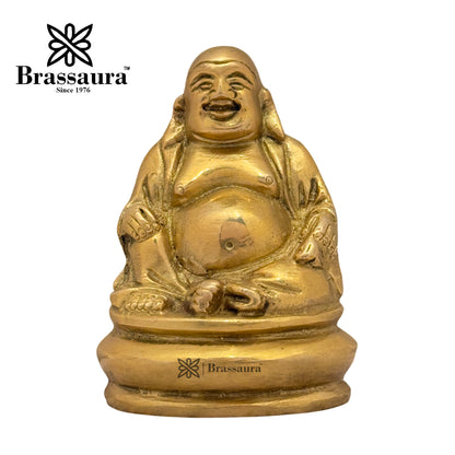 Brass Laughing Buddha Idol for Home and Decor Weight .45 Kg Height 9 cm