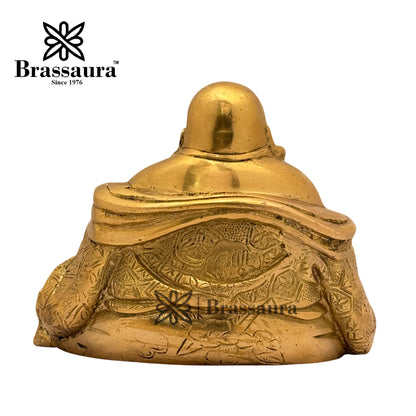 Brass Laughing Buddha Idol for Home and Decor Weight 1.3 Kg Height 10 cm