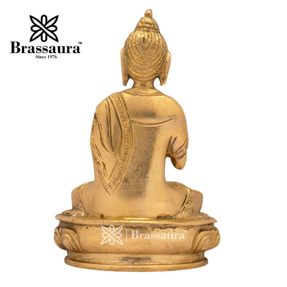 Brass Meditative Buddha Idol for Home and Decor Weight .7 Kg Height 13 cm