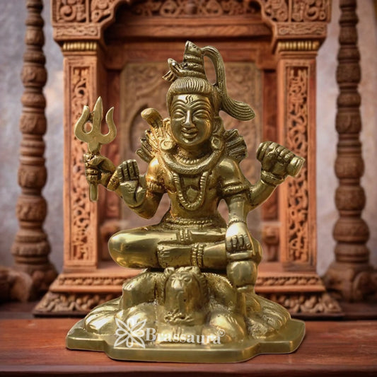 Brassaura™ Brass Shiva Statue – Height 5.25 Inches & Weight 1 Kgs | Temple & Home Mandir Idol
